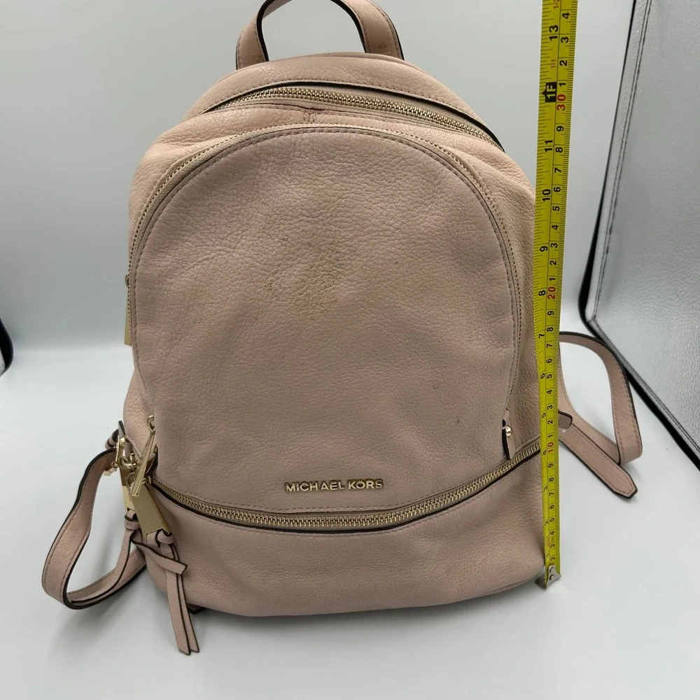 Michael Kors Rhea Backpack Womens Medium  Pink Pebbled Leather Gold Hardware